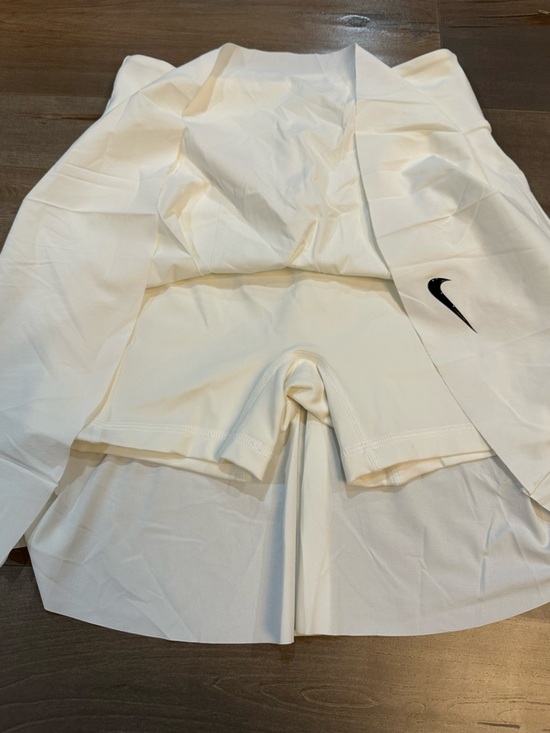 Nike White Pleated Tennis Skirt with Black Swoosh - Picture 4 of 5